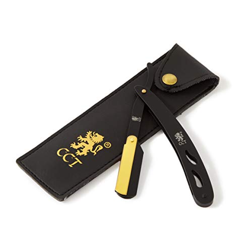 Matte Black and Gold Stainless Steel Cutthroat Straight Razor